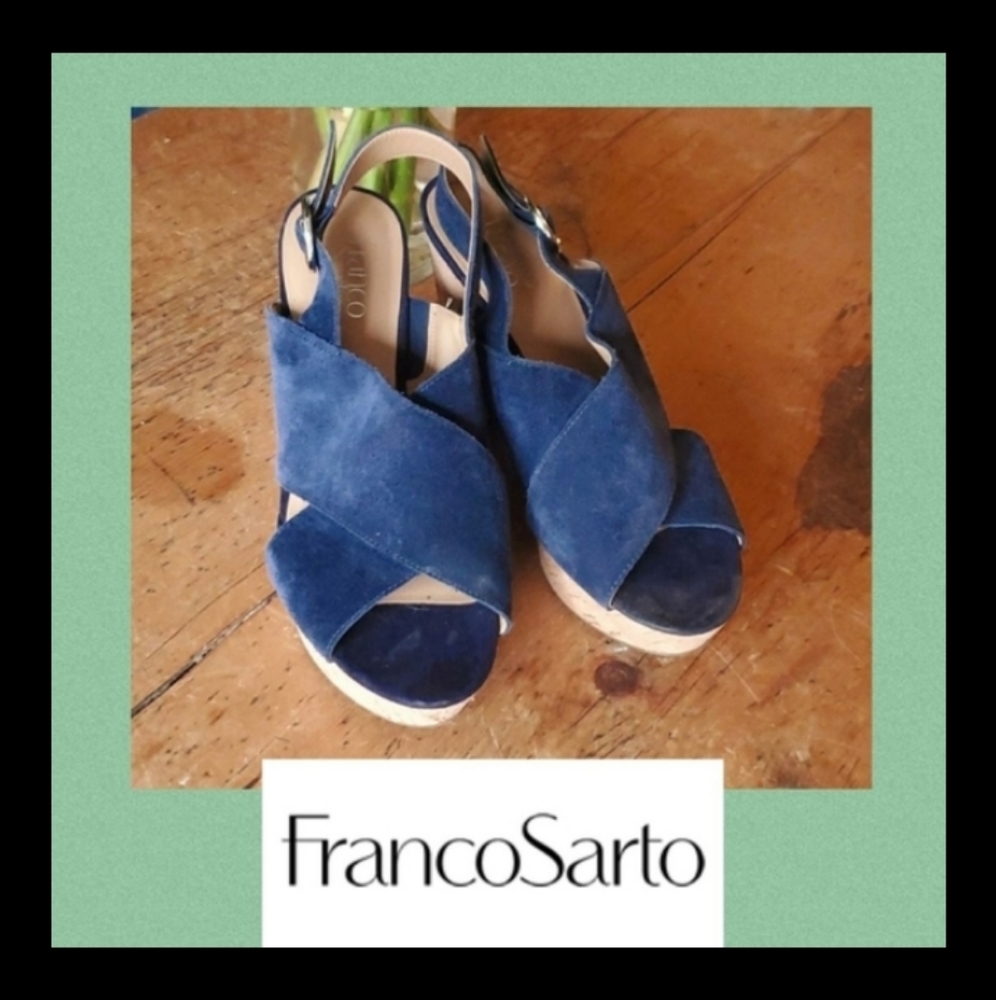 Franco Sarto Navy Blue Wedges